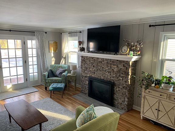 Sun Filled Living Room with Gas Fireplace