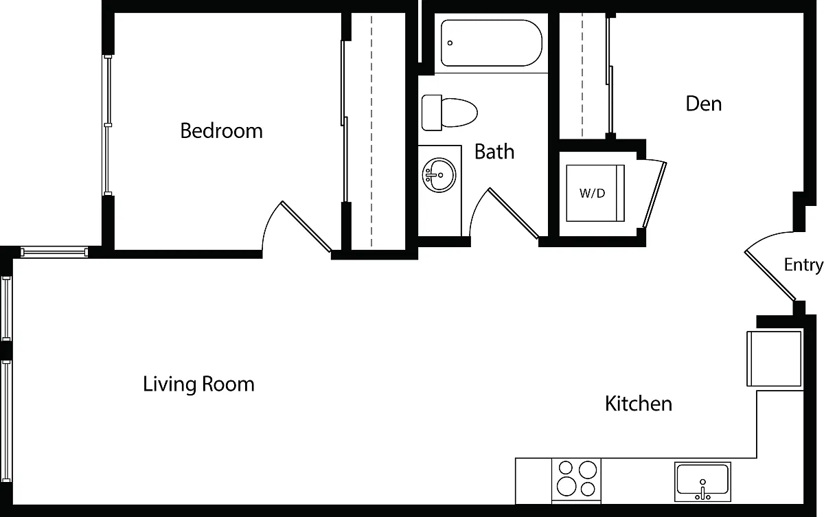 Floor plan One Bedroom Den A