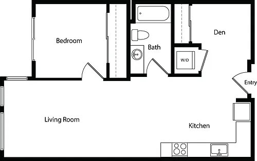Floor plan One Bedroom Den A