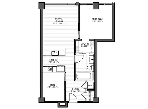 Floor plan 1 bed plus den