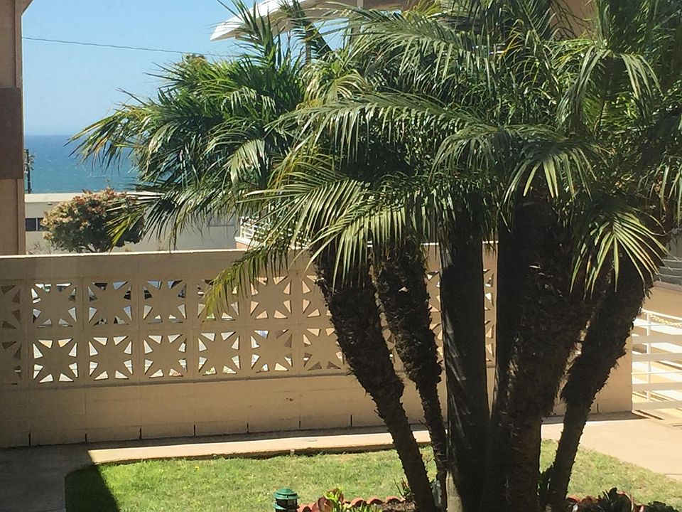 View from living and dining rooms over the garden down to the ocean