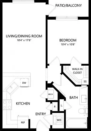 Floor plans are artist's rendering. All dimensions are approximate. Actual product and specifications may vary in dimension or detail. Not all features are available in every apartment. Prices and availability are subject to change. Floor plans are artist