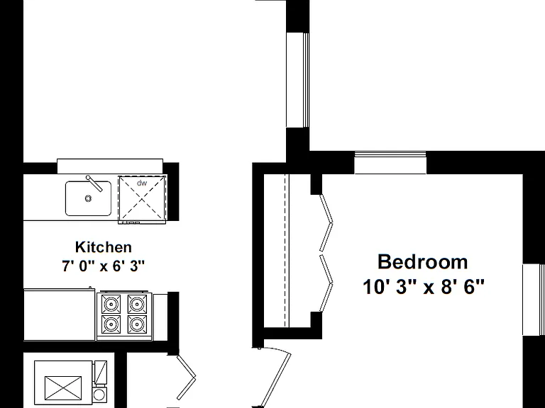 Represents the 660 SQFT apartment in the 3433 building