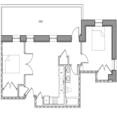 Floor plan Two bedroom with patio