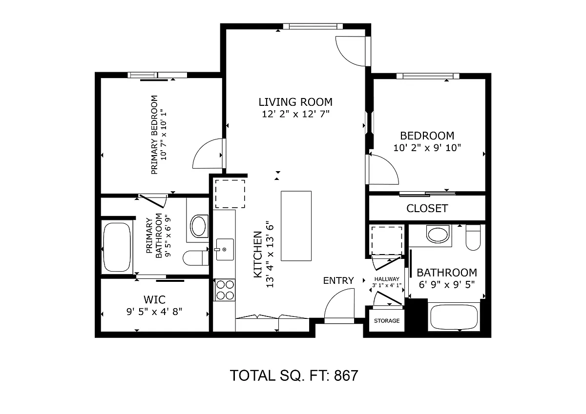 Floor plan Two Bedroom Two Bath B