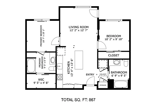 Floor plan Two Bedroom Two Bath B