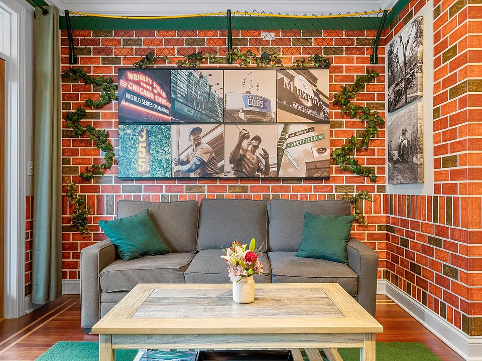 Professionally decorated for your time in Wrigleyville. Tasteful Chicago Cubs decor throughout