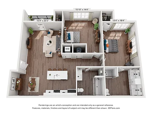 Floor plan 2 Bedroom, 2 Bathroom