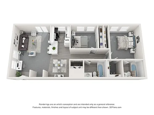 Floor plan Renovated 2 Bedroom Garden