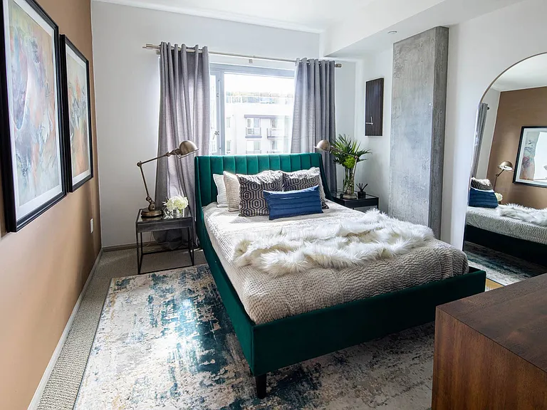 Bedroom at 1600 Vine in Hollywood, CA.