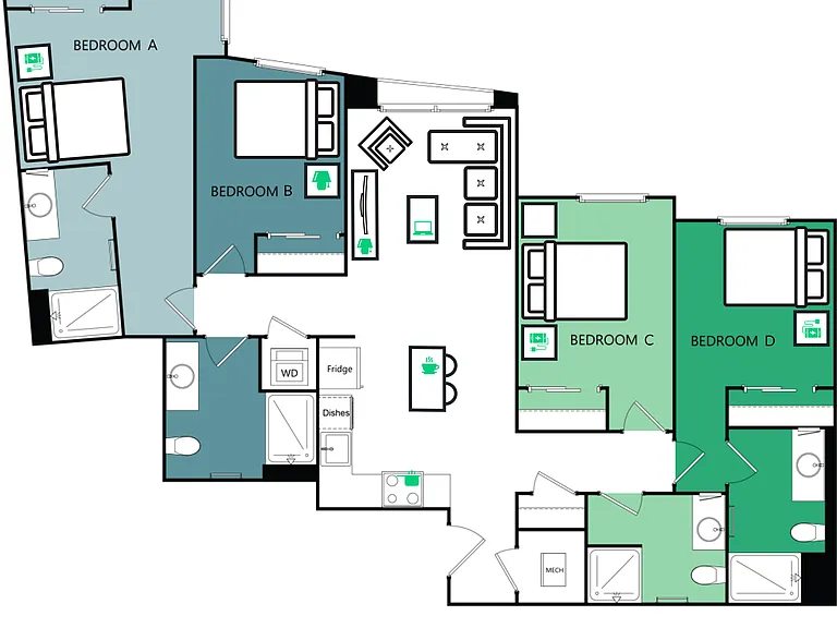 4C floor plan Wheelhouse Co-Living