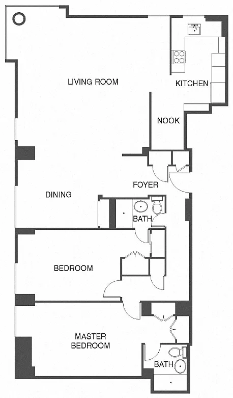 Floor plan 2 Bed, 2 Bath PH