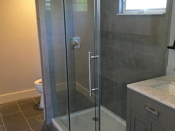 Glass tiled shower