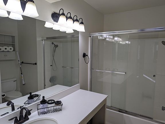 The attached bathroom
