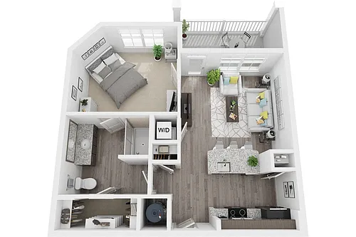 Floor plan 1E 1 Bedroom 1 Bath