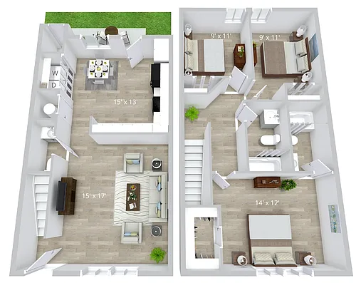 Floor plan 3x2.5TH Renovated Premium