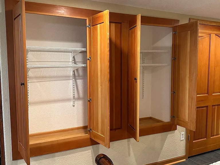Lots of shelf closet space in main room and laundry room