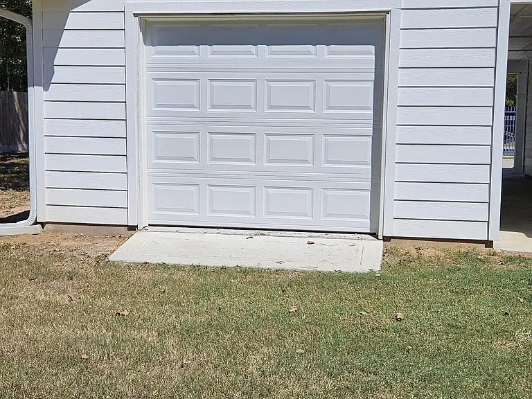 Attached storage shed.