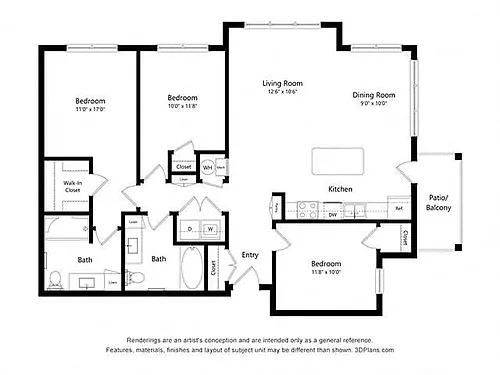 Floor plan Three Bedroom - C2
