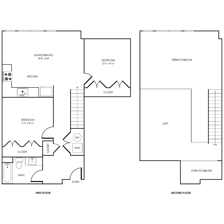 Floor plan 2 Bedroom Loft 22J