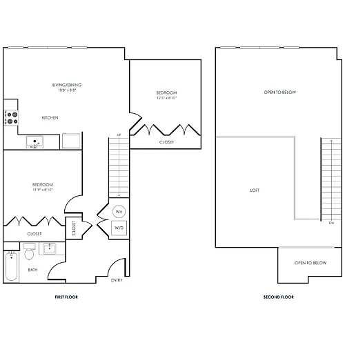Floor plan 2 Bedroom Loft 22J