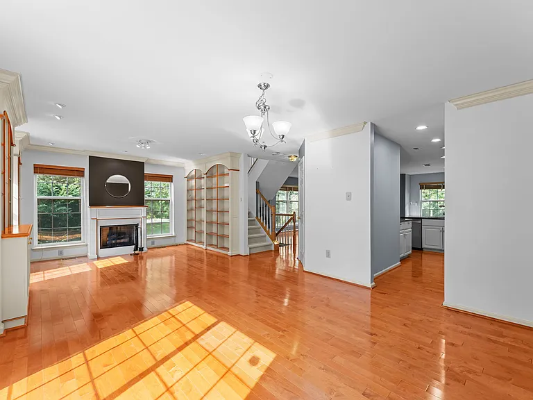 family room has gas fireplace and access living room and kitchen