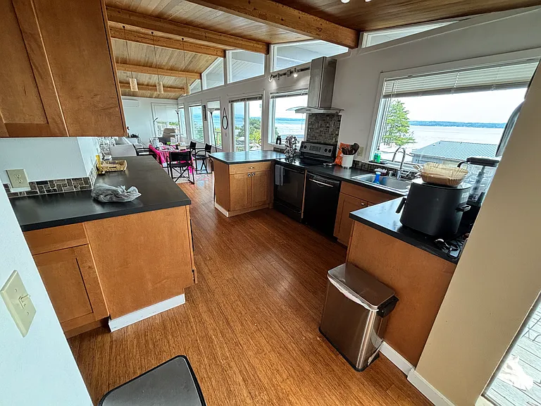Kitchen looking towards dining area and living room.