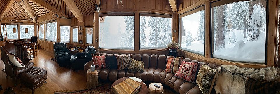 Living room with snow