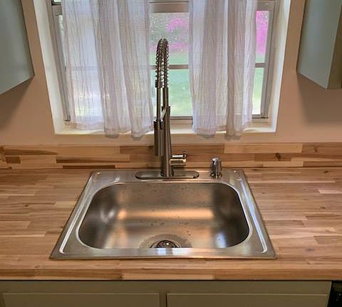 Large sink with butcher block counters