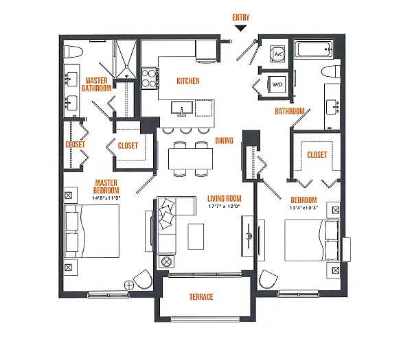 Floor plan 2 Bed / 2 Bath