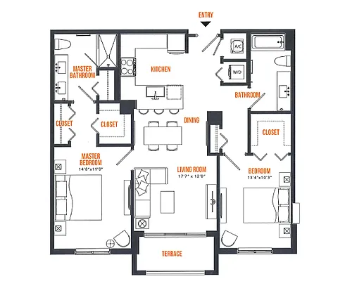 Floor plan 2 Bed / 2 Bath