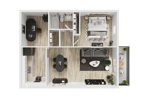 Floor plan 1 Bedroom B