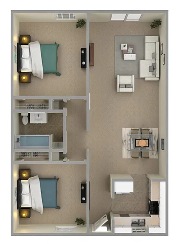 Floor plan 2 Bed 1 Bath