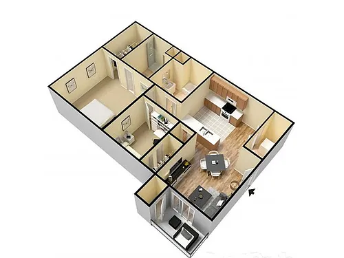 Floor plan 2 Bedroom, 2 Bathroom