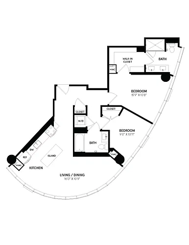Floor plan 2 Bed/2 Bath-14B