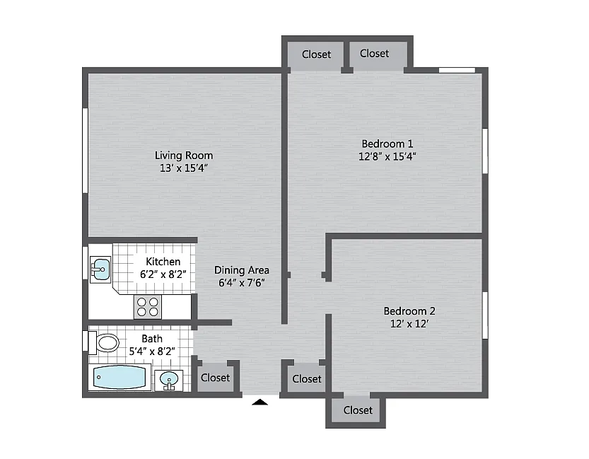 Floor plan 2BR/1BA