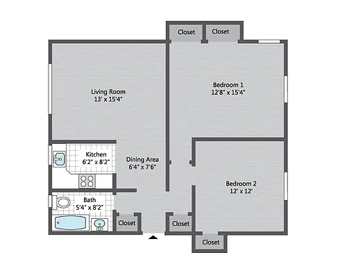 Floor plan 2BR/1BA