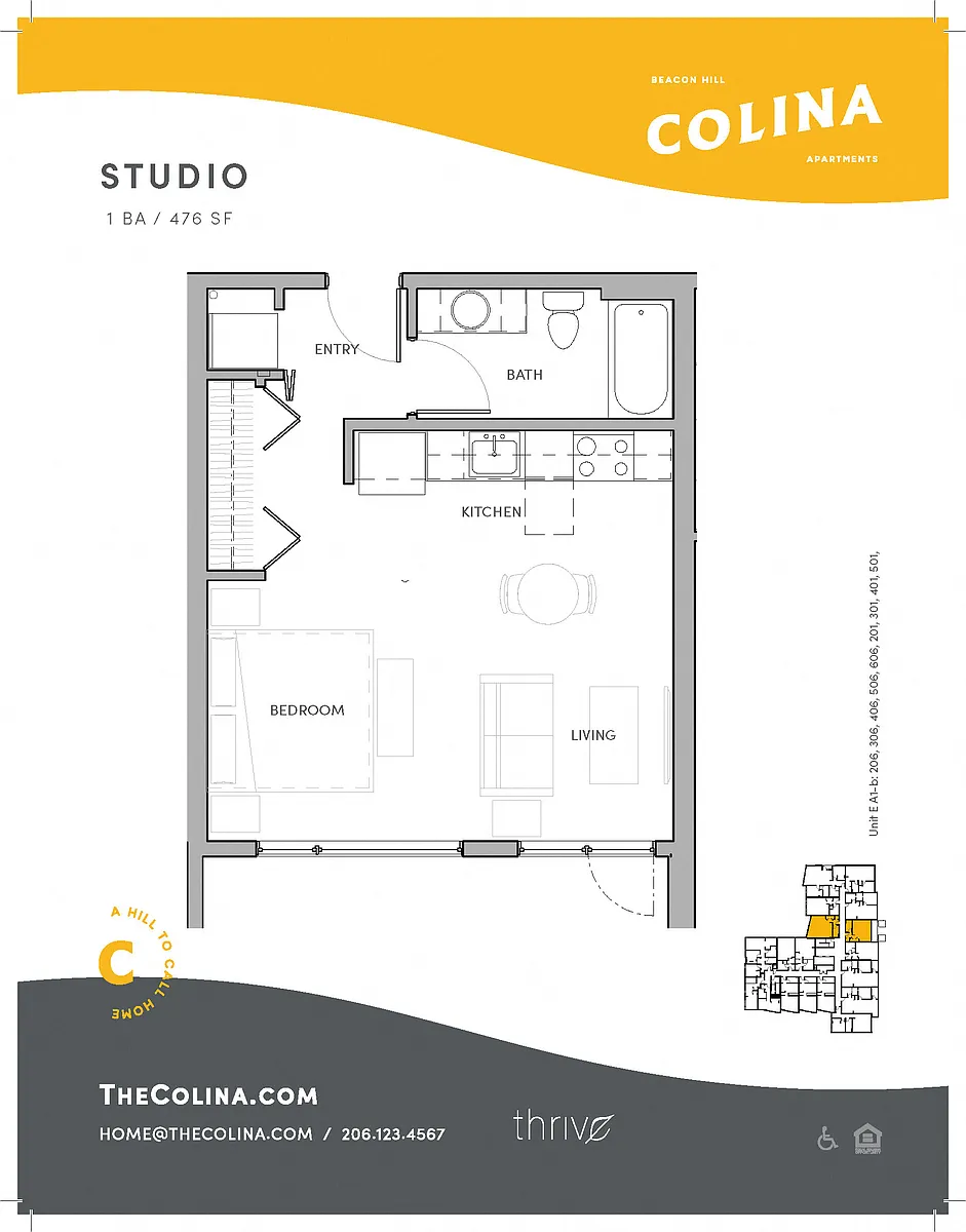 Floor plan Studio - A1-B.1 East
