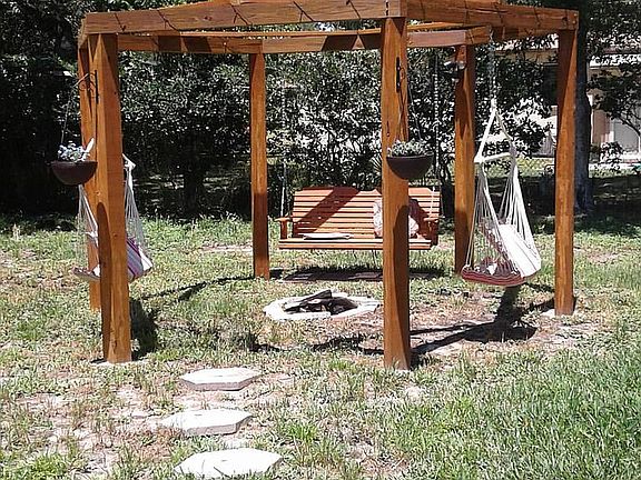 Backyard gazebo w/ firepit