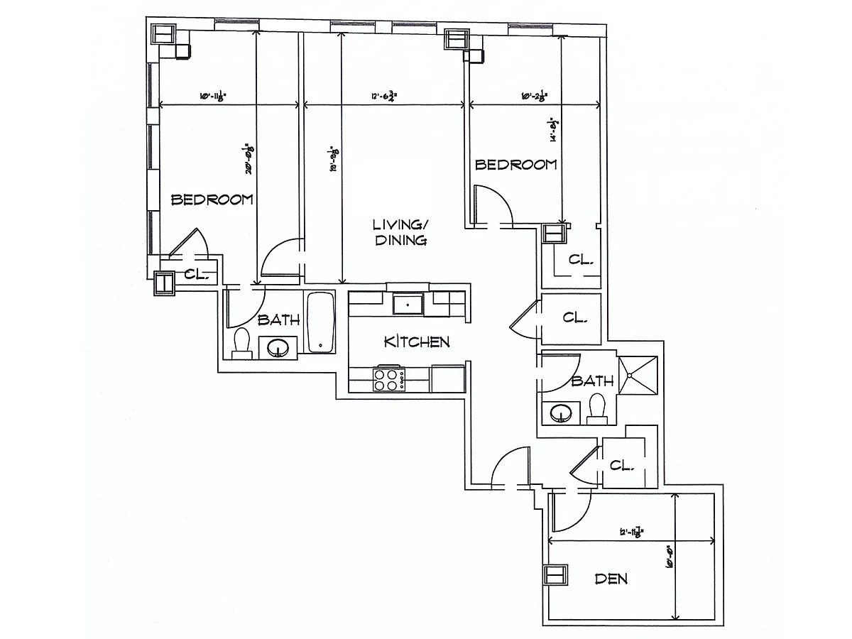 Floor plan 2Bed/Den B