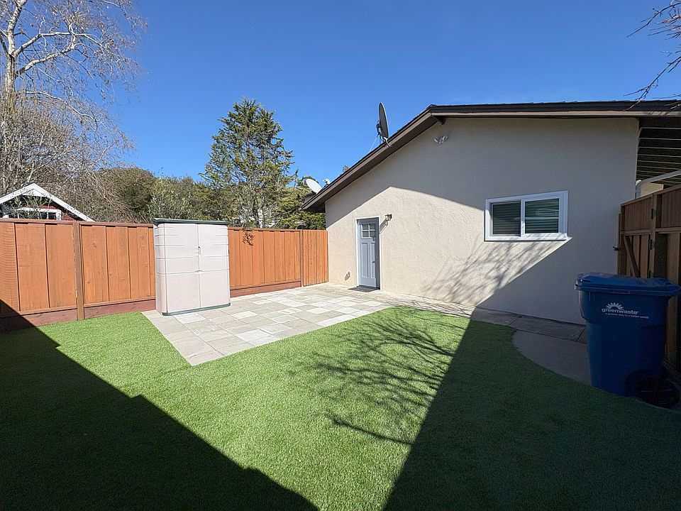 ADU yard has storage shed. Entry gate is on the right.