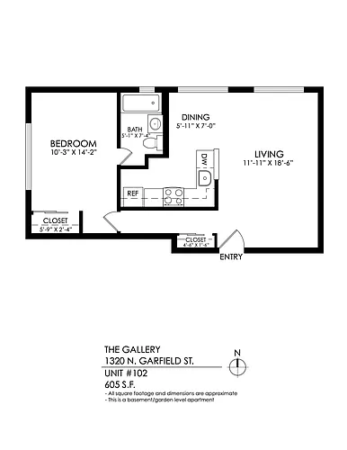 Floor plan 1 Bedroom, 1 Bath