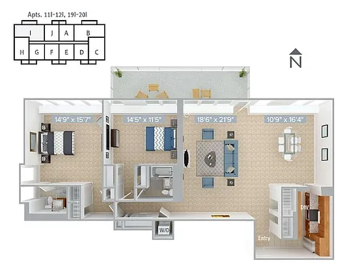 Floor plan B9-1400SF-11I-12I_19I-20I