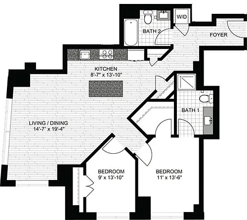 Floor plan 2 Bedrooms L