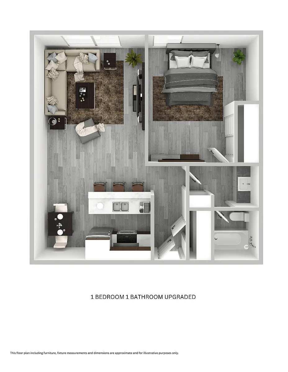 Floor plan 1 Bedroom 1 Bathroom - Upgraded