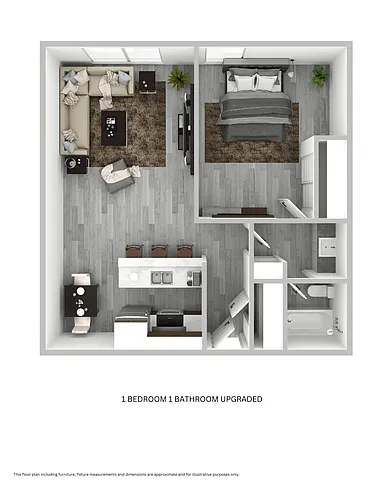 Floor plan 1 Bedroom 1 Bathroom - Upgraded