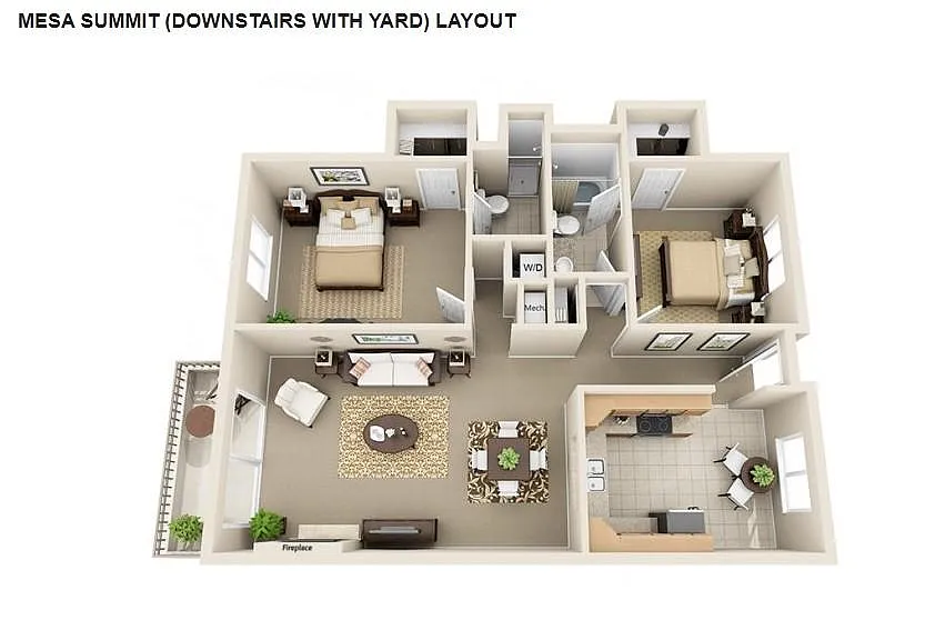 Floor plan Mesa Summit (Downstairs with yard)
