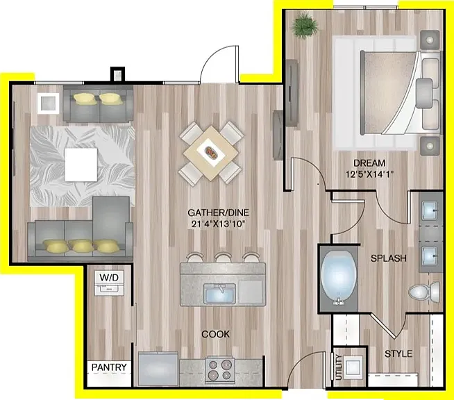 A3AP6 floor plan Granary Flats