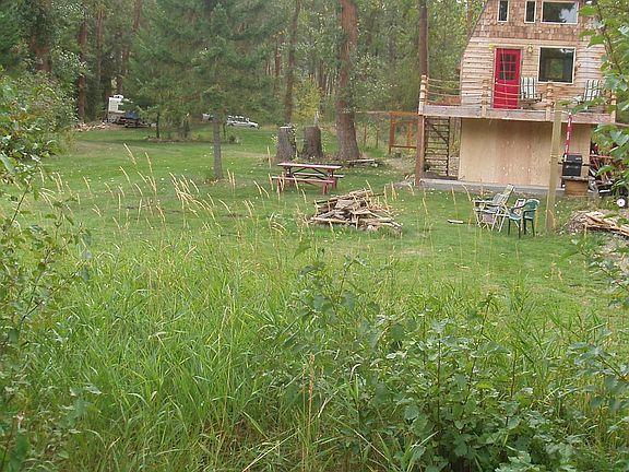 Cabin and yard from beach