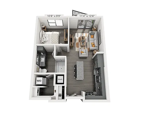 Floor plan One Bedroom A1I-II